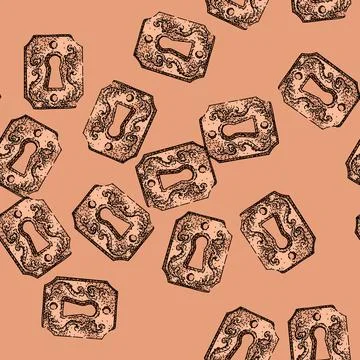 Pattern door keyhole sketch hand drawn Stock Illustration