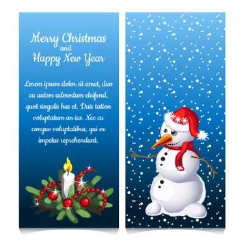 The pattern of double vertical Christmas card with snowman and sample text 库存插图