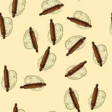 Pattern dough flour sketch hand drawn Stock Illustration