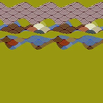 Pattern dragon fish scales simple Nature background with japanese wave circle Illustrazione stock