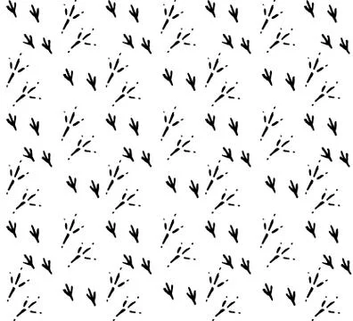 Pattern with drawn bird prints Stock Illustration