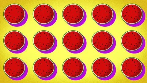 Pattern of a drawn watermelon, representation for summer holidays Stock Footage 111807212