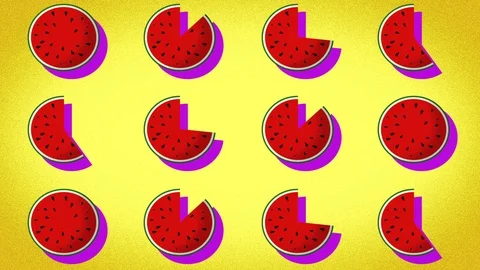 Pattern of a drawn watermelon, representation for summer holidays Stock Footage 111814204