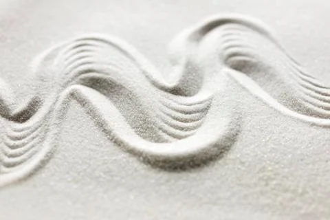 Pattern drawn in a yen garden or sand Stock Photos