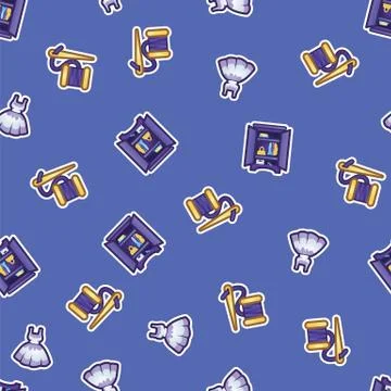 Pattern dress, wardrobe and thread with needle. Female accessories, fashion and Stockillustratie