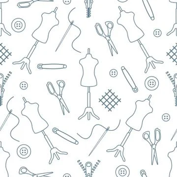 Pattern Dressmaking tools Tailor Atelier Sewing 스톡 일러스트