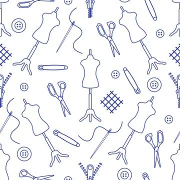 Pattern Dressmaking tools Tailor Atelier Sewing Stock Illustration