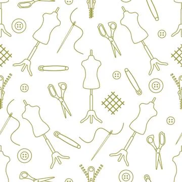 Pattern Dressmaking tools Tailor Atelier Sewing Illustrazione stock