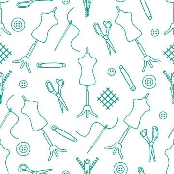 Pattern Dressmaking tools Tailor Atelier Sewing Stock Illustration