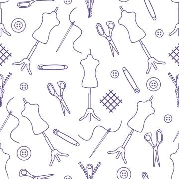 Pattern Dressmaking tools Tailor Atelier Sewing Stock Illustration