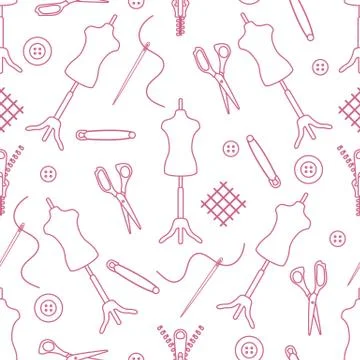 Pattern Dressmaking tools Tailor Atelier Sewing Illustrazione stock
