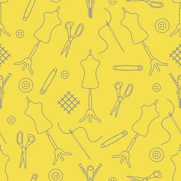 Pattern Dressmaking tools Tailor Atelier Sewing Stock Illustration