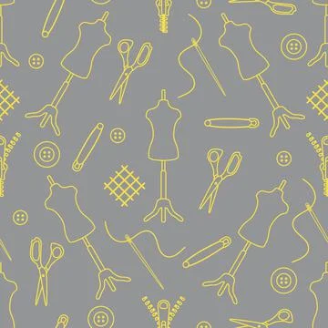 Pattern Dressmaking tools Tailor Atelier Sewing 스톡 일러스트
