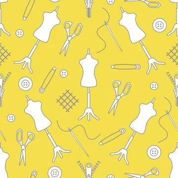Pattern Dressmaking tools Tailor Atelier Sewing Stock Illustration
