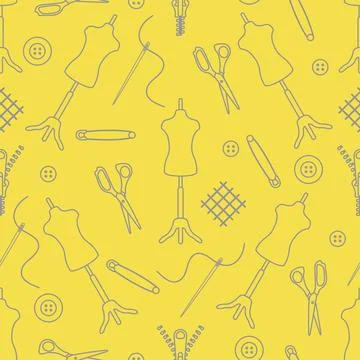 Pattern Dressmaking tools Tailor Atelier Sewing Stock Illustration