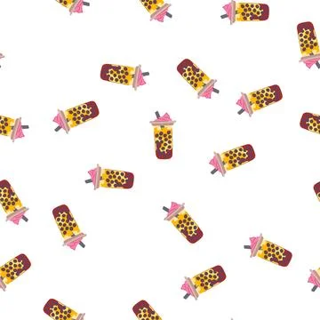 Pattern drink bubble tea cartoon vector Stock Illustration