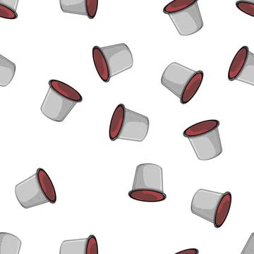 Pattern drink capsule coffee cartoon vector Stock Illustration