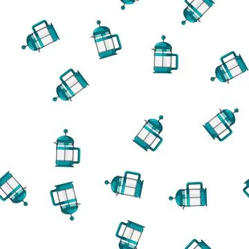 Pattern drink french press coffee cartoon vector Stock Illustration