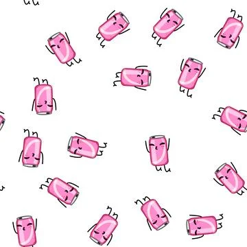 Pattern drink soda can character cartoon vector Stock Illustration