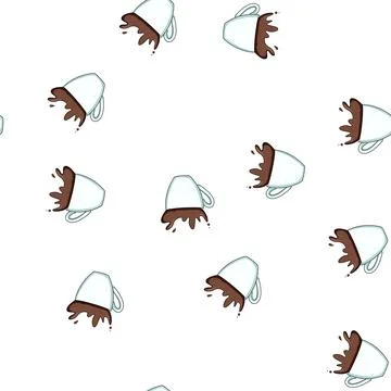 Pattern drip coffee cup splash cartoon vector Stockillustratie