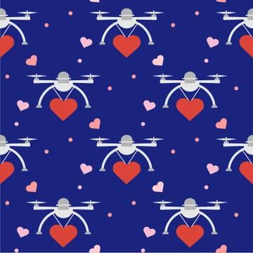 Pattern Drone heart Valentine's day Wedding Birth Stock Illustration