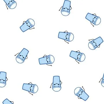 Pattern drop water eco character cartoon vector Stock Illustration