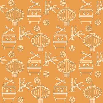 Pattern drum, lantern Korea, Japan, China New year 스톡 일러스트