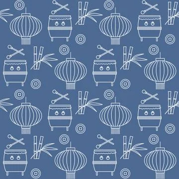 Pattern drum, lantern Korea, Japan, China New year 스톡 일러스트