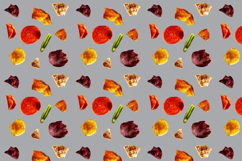 Pattern Dry fruit and Healthy vegetable chips, healthy vegan snack, a mixed heap Stock Photos