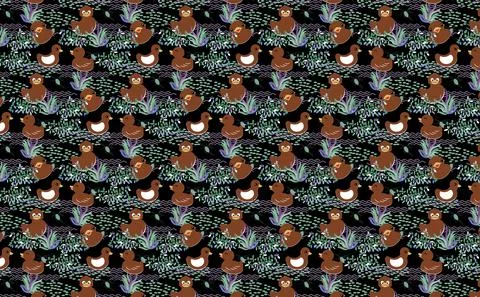 Pattern of Duck swimming in pond Stock Illustration