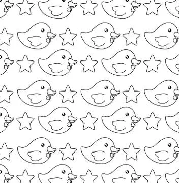 Pattern of ducks with stars decoration Illustrazione stock