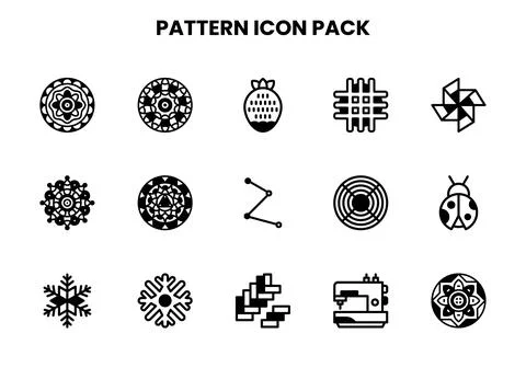 Pattern DuoTone Set Icons Pack Stock Illustration