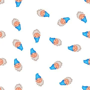 Pattern dwarf garden gnome cartoon vector Stock Illustration
