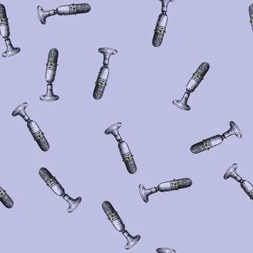 Pattern dynamic microphone sketch hand drawn Stock Illustration