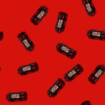 Pattern dynamite bomb tnt sketch hand drawn 스톡 일러스트