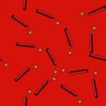 Pattern dynamite danger tnt sketch hand drawn Stock Illustration