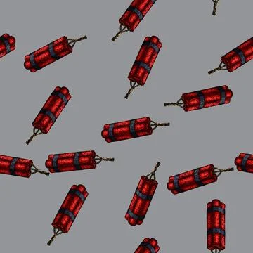 Pattern dynamite explosion tnt sketch hand drawn Stock Illustration