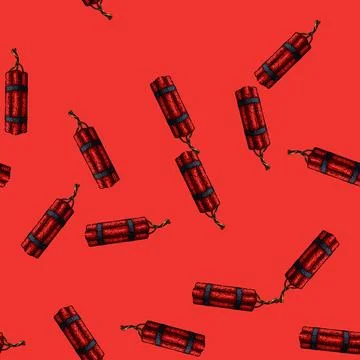 Pattern dynamite explosive tnt sketch hand drawn Stock Illustration