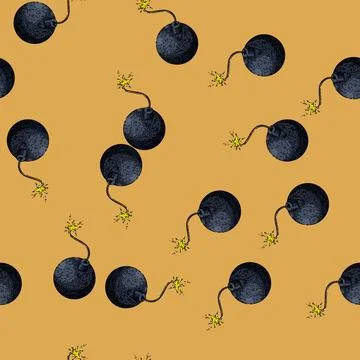 Pattern dynamite fuse tnt sketch hand drawn Illustrazione stock