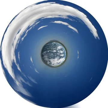 Pattern of the earth in a circle with blue sky clouds Stockillustratie