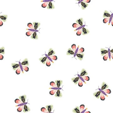 Pattern earthy boho moth cartoon vector Stock Illustration