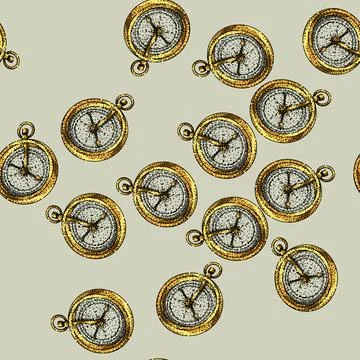 Pattern east compass sketch hand drawn Stock Illustration