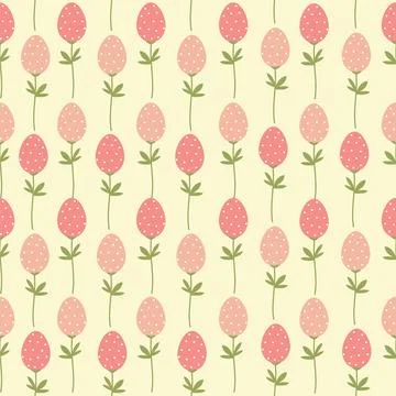 Pattern for easter on a beige background. Easter eggs, branches, flowers in Illustrazione stock