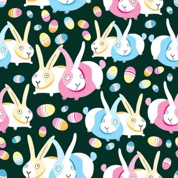Pattern of Easter bunnies and eggs Stock Illustration