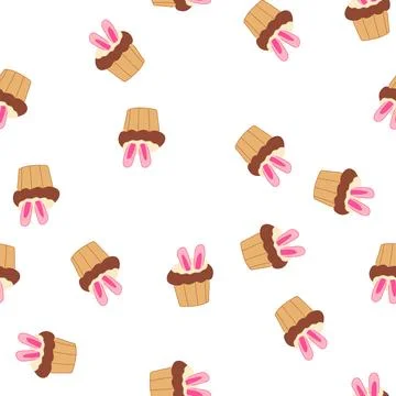 Pattern easter bunny cupcake decorating sweet holiday dessert Stock Illustration