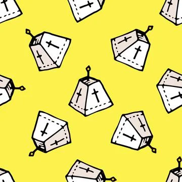 Pattern of Easter cake with white on yellow. seamless Easter cottage cheese Stock Illustration