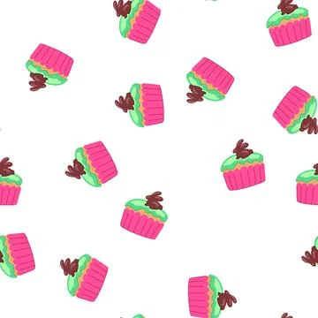 Pattern easter chocolate bunny cupcake with green icing Illustrazione stock