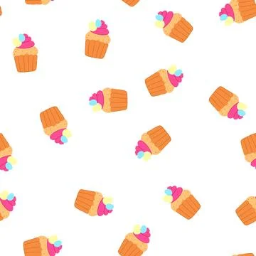 Pattern easter cupcake celebrating spring holiday with colorful eggs 스톡 일러스트