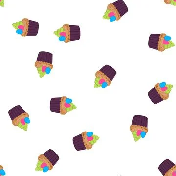 Pattern easter cupcake decorating spring holiday dessert celebrating Stock Illustration