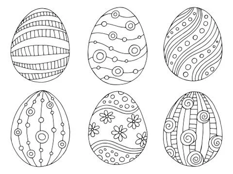 Pattern Easter egg graphic black white doodle sketch illustration vector Illustrazione stock